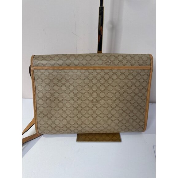 Celine Vintage Macadam Canvas & Leather Crossbody/Clutch Beige & Brown - Picture 8 of 10
